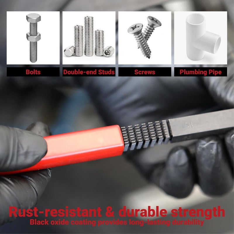 CENFORGE Store 3PCs Thread Restorer File Set Metric & SAE UNC UNF - Restorer Kit & Repair Tool for External Bolts, Screws, Pipes with Safety Caps - Image 5
